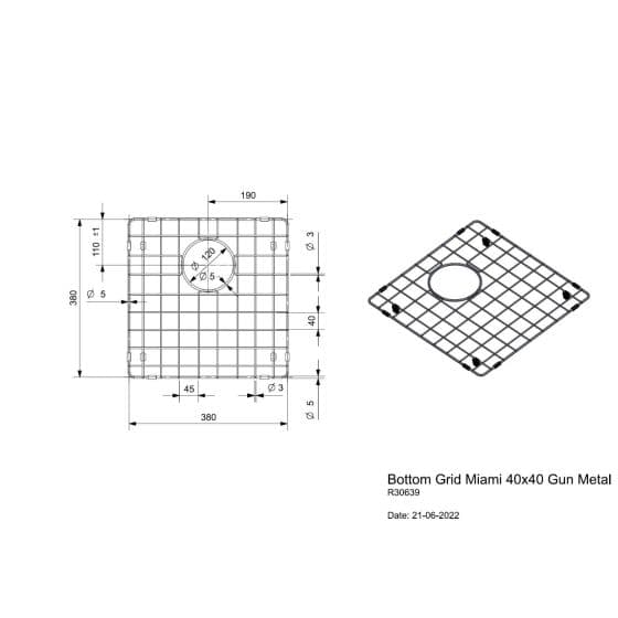 Reginox Grille Egouttoir 50X40 Miami Gun Metal R30660