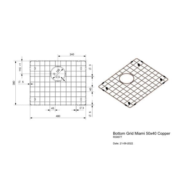 Reginox Grille Egouttoir 50X40 Miami Copper R30677 Reginox Grille Egouttoir 50X40 Miami Copper R30677