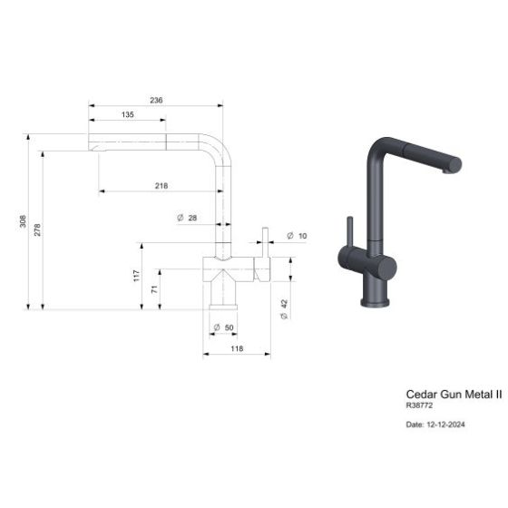 Reginox Cedar Gun Metal II R38772 Reginox Cedar Gun Metal II R38772
