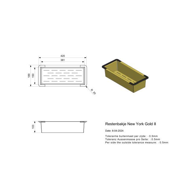 Reginox Colander New York Gold II R39199 Reginox Colander New York Gold II R39199