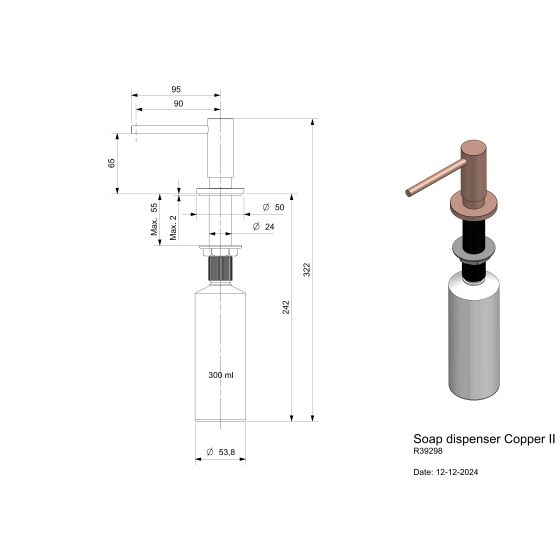 Reginox Distributeur de savon Copper II R39298