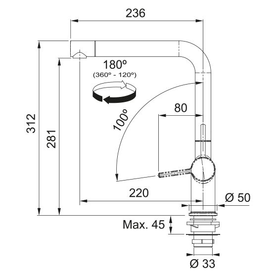 Franke Active Twist à bec Nickel Brossé