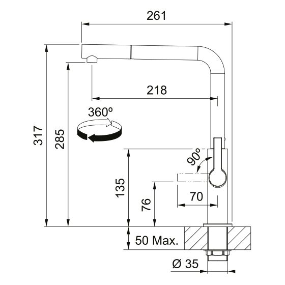 Franke Maris Slim L Chrome à douchette